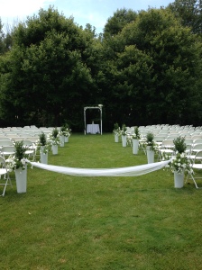 The bridal path lined with flowers 