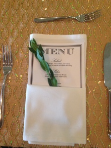 Myrtle in the napkin adds a special touch to the place setting 